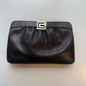 Runway Chic Mahogany Leather Clutch